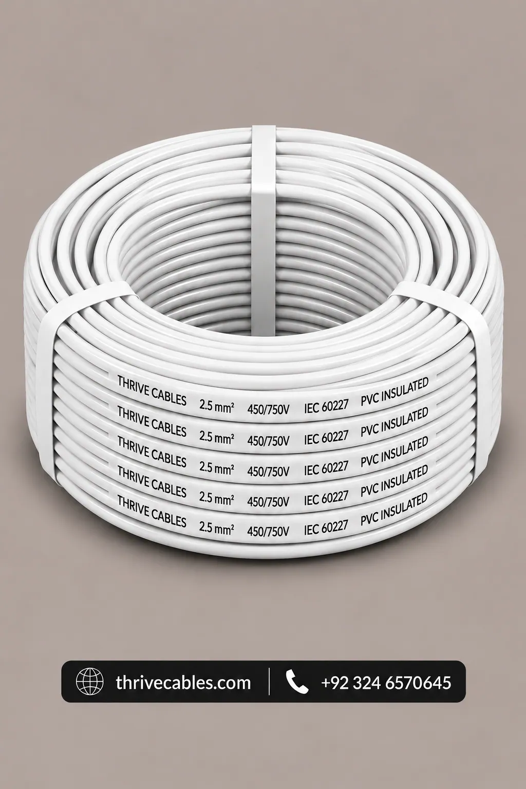 2.5 mm² Single Core Copper 2 2.5 mm electric wire coil with red PVC insulation manufactured by Thrive Cables in Lahore