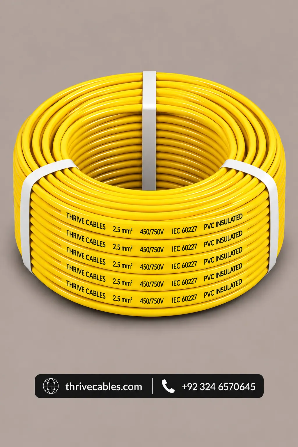 2.5 mm² Single Core Copper 4 Single core copper wire coils in red, yellow, blue, black and green for house wiring in Pakistan