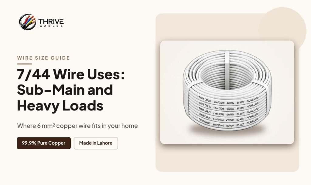 7/44 wire uses in Pakistan for sub-main and kitchen circuits - Thrive Cables