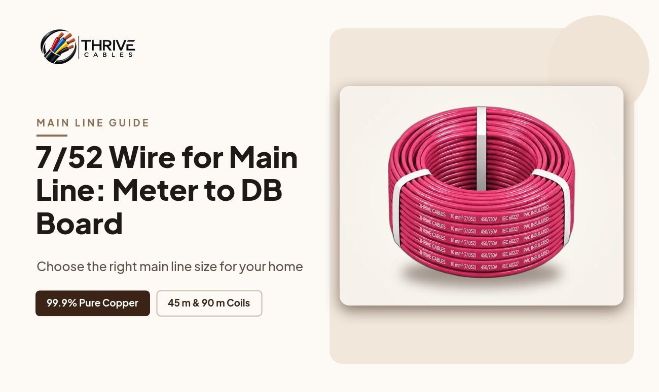 7/52 wire for main line from meter to DB board in Pakistan - Thrive Cables