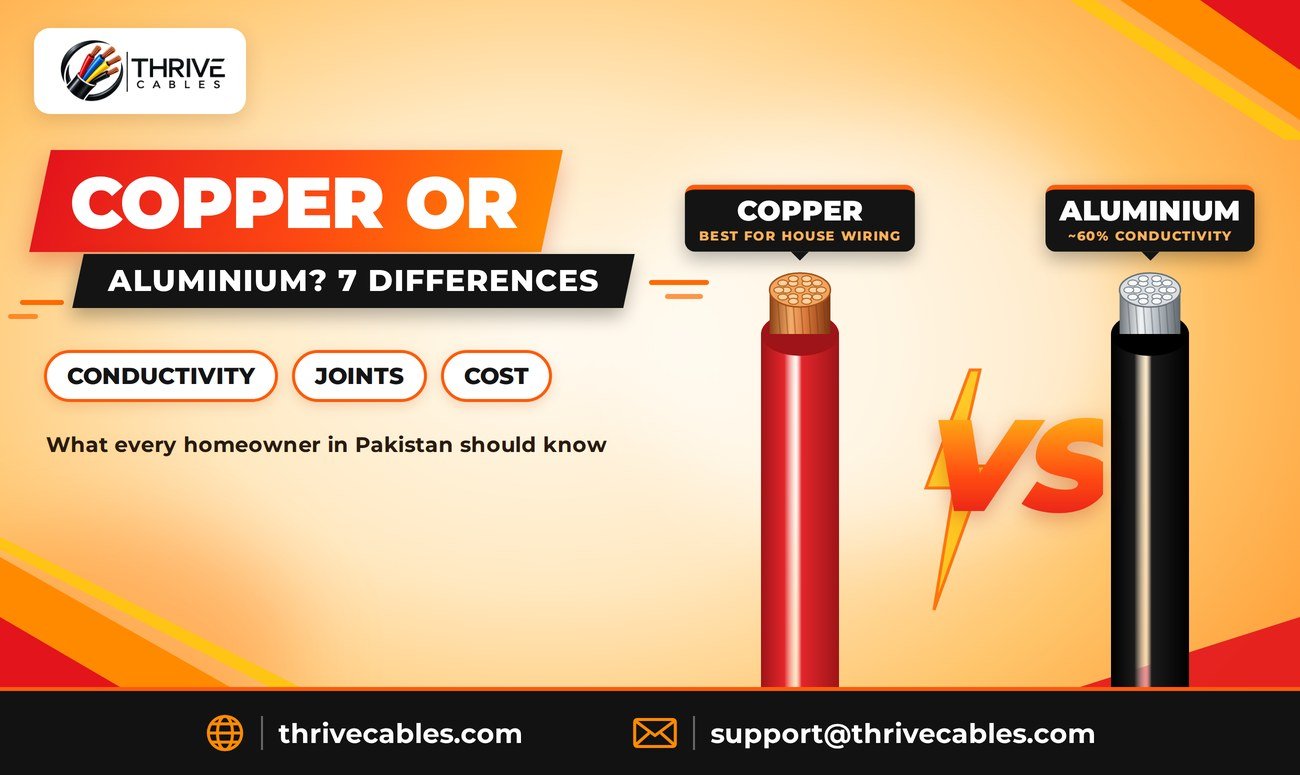 Copper vs aluminium wire in Pakistan comparison for house wiring - Thrive Cables