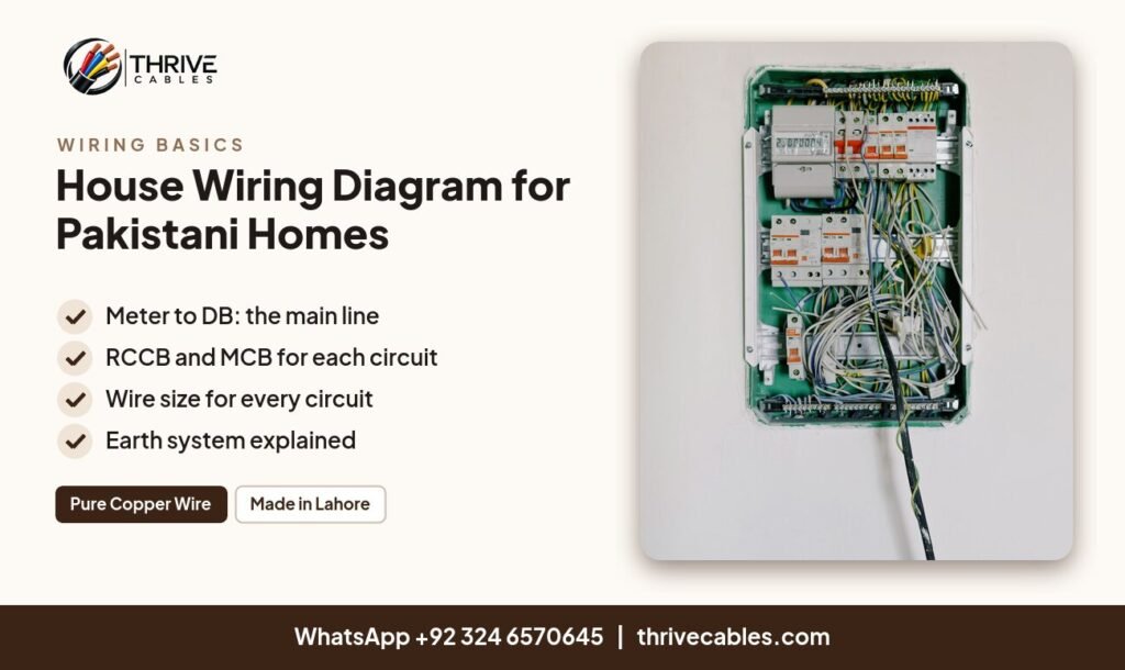 House wiring diagram for Pakistani homes with DB and circuits - Thrive Cables