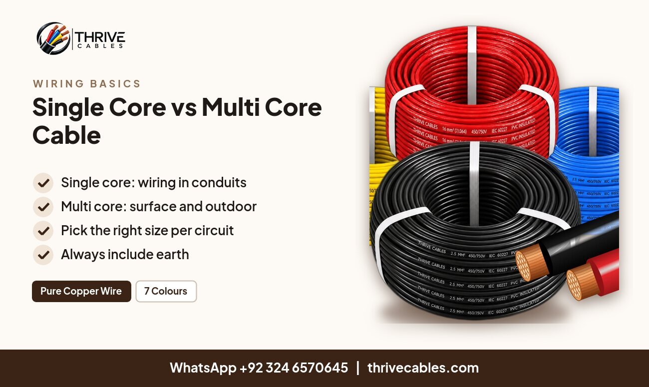 Single core vs multi core cable for house wiring in Pakistan - Thrive Cables