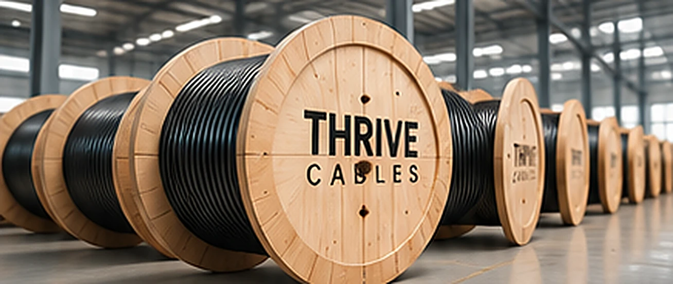 Copper wire drums at factory - Thrive Cables
