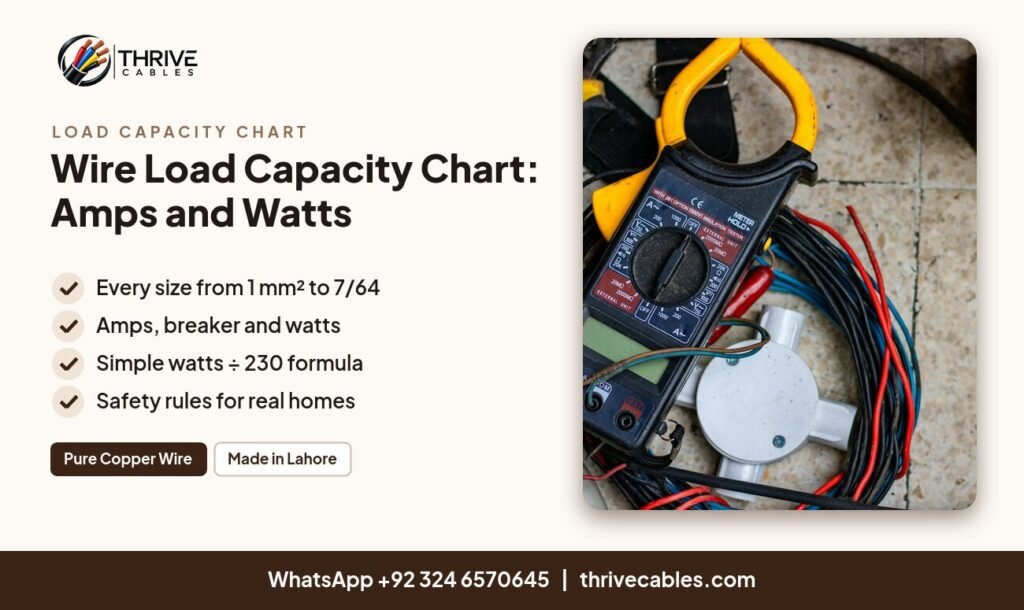 Wire load capacity chart in amps and watts for every wire size in Pakistan - Thrive Cables