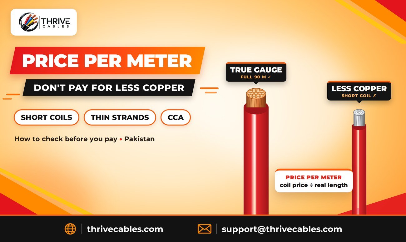 Wire price per meter in Pakistan - how to avoid paying more for less copper - Thrive Cables